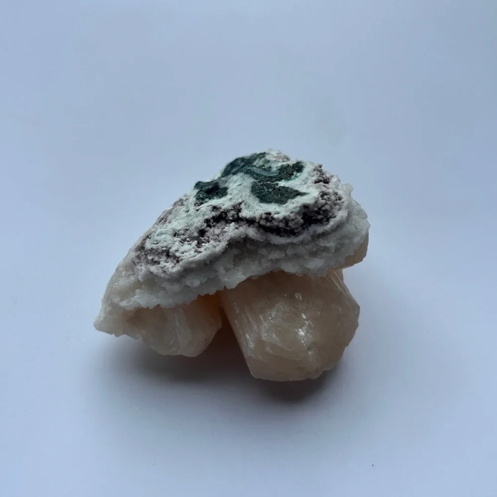 Peach Stilbite Cluster on White Matrix | 5.3 oz Natural Crystal Specimen
